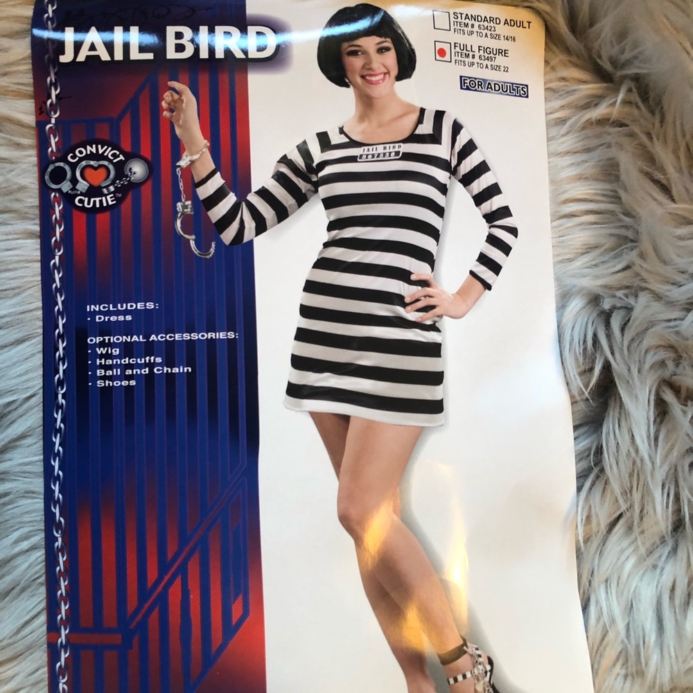 Halloween Jail Bird sexy black and white stripes
